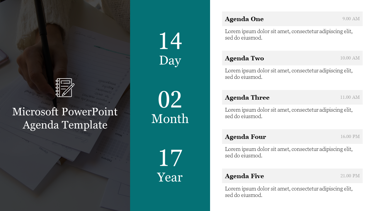 Free - Editable Microsoft PowerPoint Agenda Template Slide